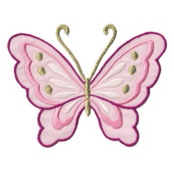 Patche écusson thermocollant Papillon Rose