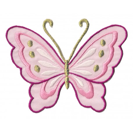 Parche termoadhesivo mariposa de color rosa