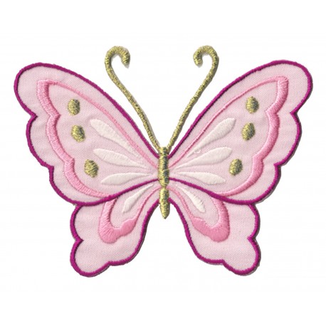 Parche termoadhesivo mariposa de color rosa