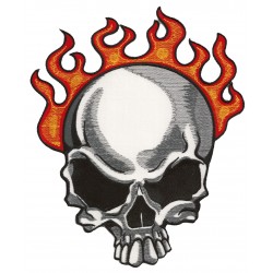 Aufnäher groß Patch Bügelbild Fire Skull