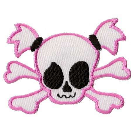 Aufnäher Patch Bügelbild Lady Pink Skull