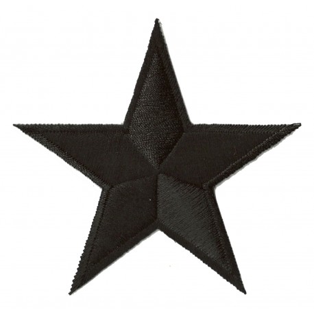 Toppa termoadesiva stemma con stella e alloro color nero. 