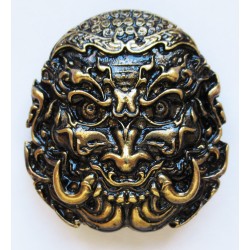 Chinese Mask cast metal badge