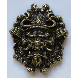 Chinese Mask cast metal badge