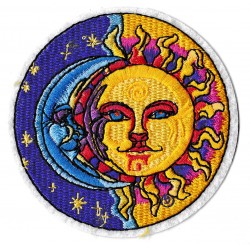 Patche écusson thermocollant lune soleil hippy