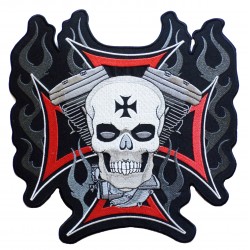 Iron-on Back Patch Malta Cross Skull