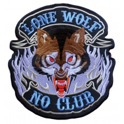 Aufnäher groß Patch Bügelbild Lone Wolf No Clubs