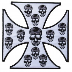 Iron-on Back Patch Malta Cross Skull