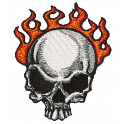 Aufnäher Patch Bügelbild Skull on Fire