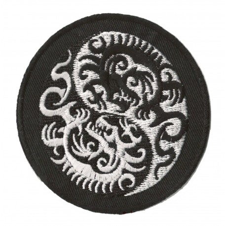 Patche écusson thermocollant ying yang dragons