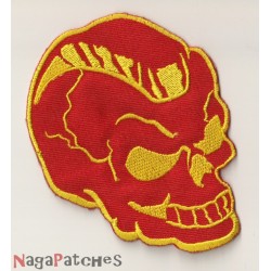 Patche écusson thermocollant skull rouge