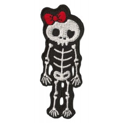 Iron-on Patch Red Bow Girl Skeleton