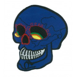 Patche écusson thermocollant skull bleue