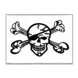Aufnäher Patch Bügelbild Piratenflagge Weiß