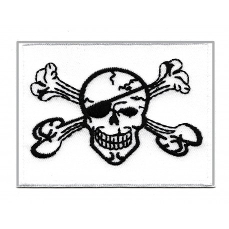 patche écusson thermocollant drapeau pirate blanc