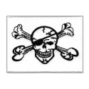 Aufnäher Patch Bügelbild Piratenflagge Weiß