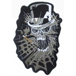 Iron-on Back Patch Spider web skull