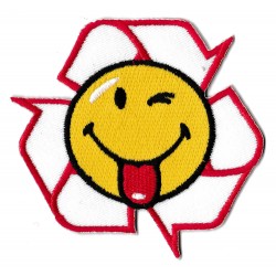 Patche écusson thermocollant smiley recyclage