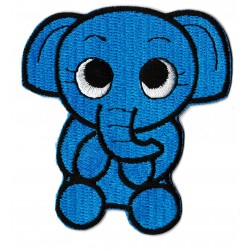 Aufnäher Patch Bügelbild Elefant Blau