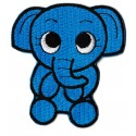 Aufnäher Patch Bügelbild Elefant Blau