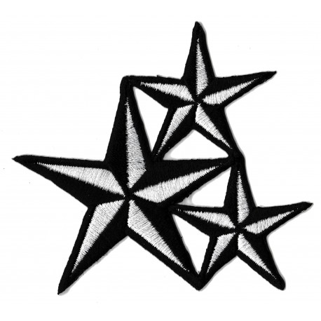 Patche écusson étoiles noir blanc