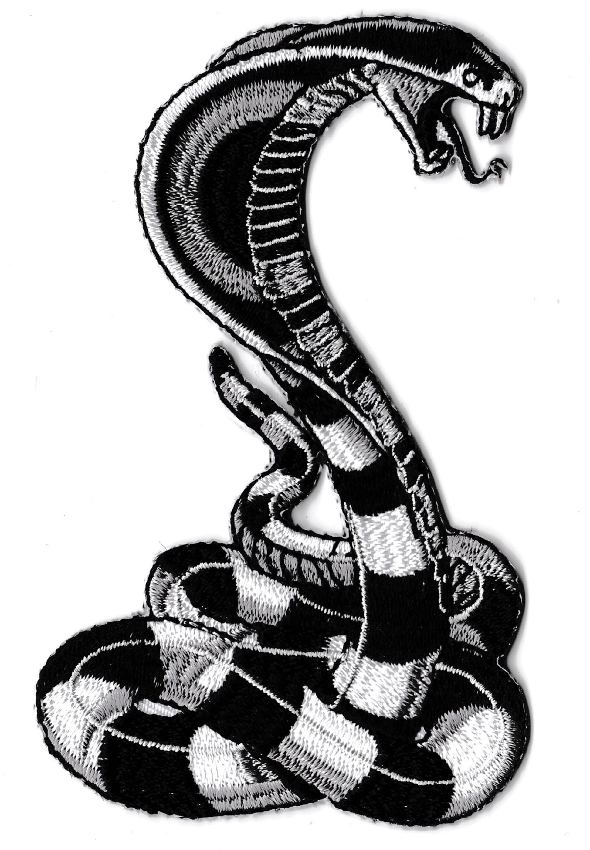 Toppa Cobra Nero Bianco Serpente Termoadesivo Patch