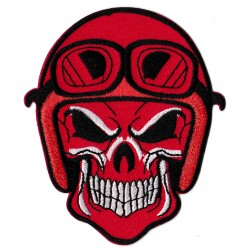 Iron-on Patch red biker Skull