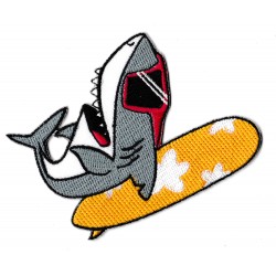 Iron-on Patch shark surfing