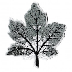 Iron-on Patch gray tree leaf