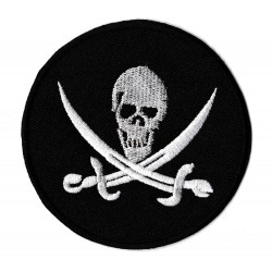 Patche écusson noir blanc pirate rond