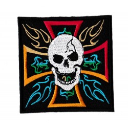 Iron-on Patch Biker Cross Color