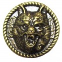 cabeza de lobo placa de metal fundido