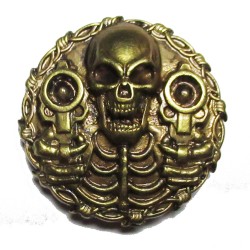 Cast metal badge bronze skeleton
