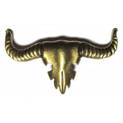 buffalo skull cast metal badge