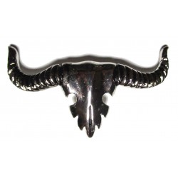 buffalo skull cast metal badge