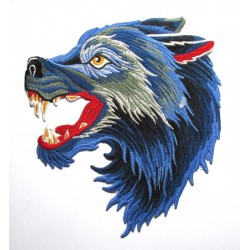 Aufnäher groß Patch Bügelbild Blauer Wolf